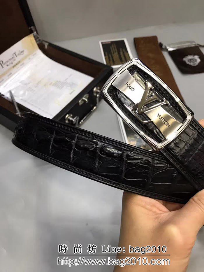 路易威登LV 真鱷魚骨皮 不拼接皮帶 精仿高端男士皮帶 LHG1417